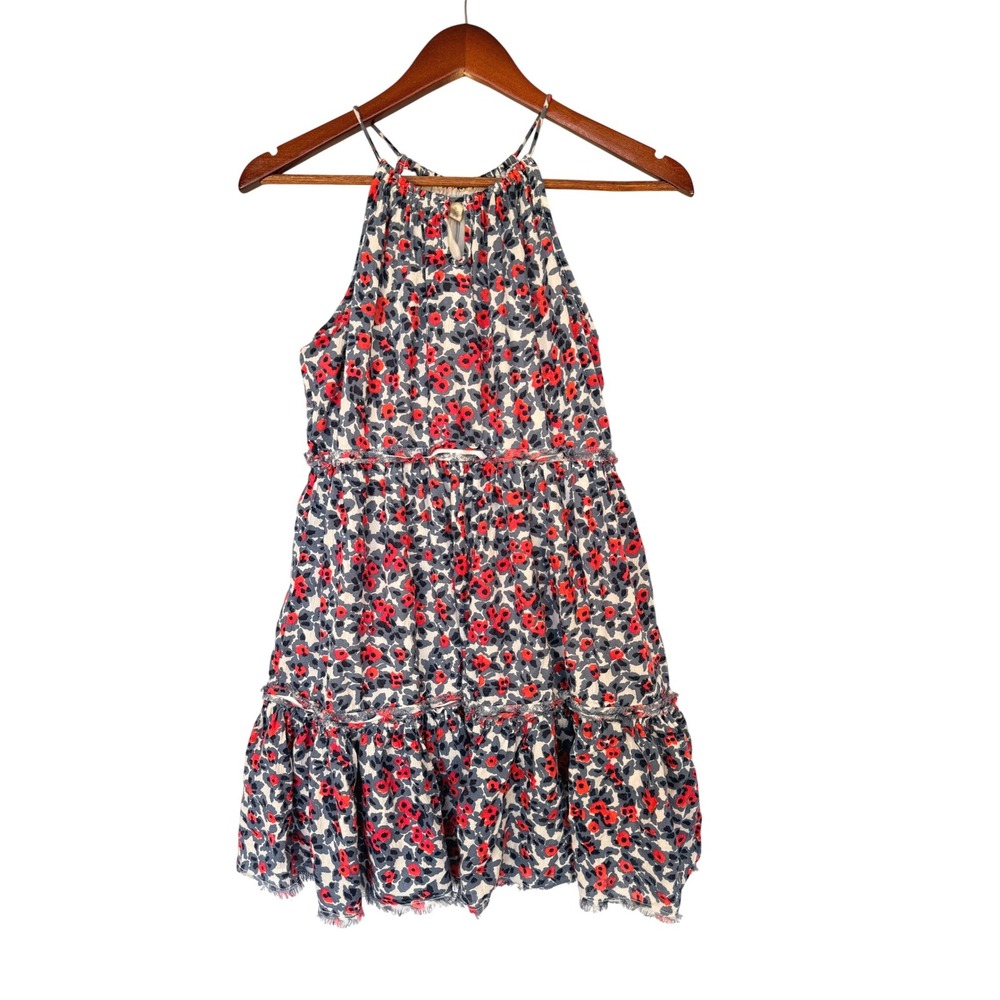 Tucker + Tate Girls XL 14/16 Floral Halter Tiered Dress Grey Red Blue Boho - Picture 2 of 7